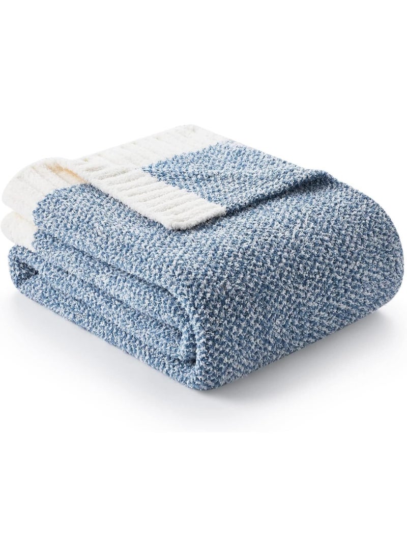 Zikra Soft Fluffy Throw Blanket, 50 x 60 inch Warm Throws for Couch, Reversible Super Cozy Blankets, Fuzzy Plush Lightweight Throw Blankets for Sofa, Bed, Living Room, Heather Blue - Image 1