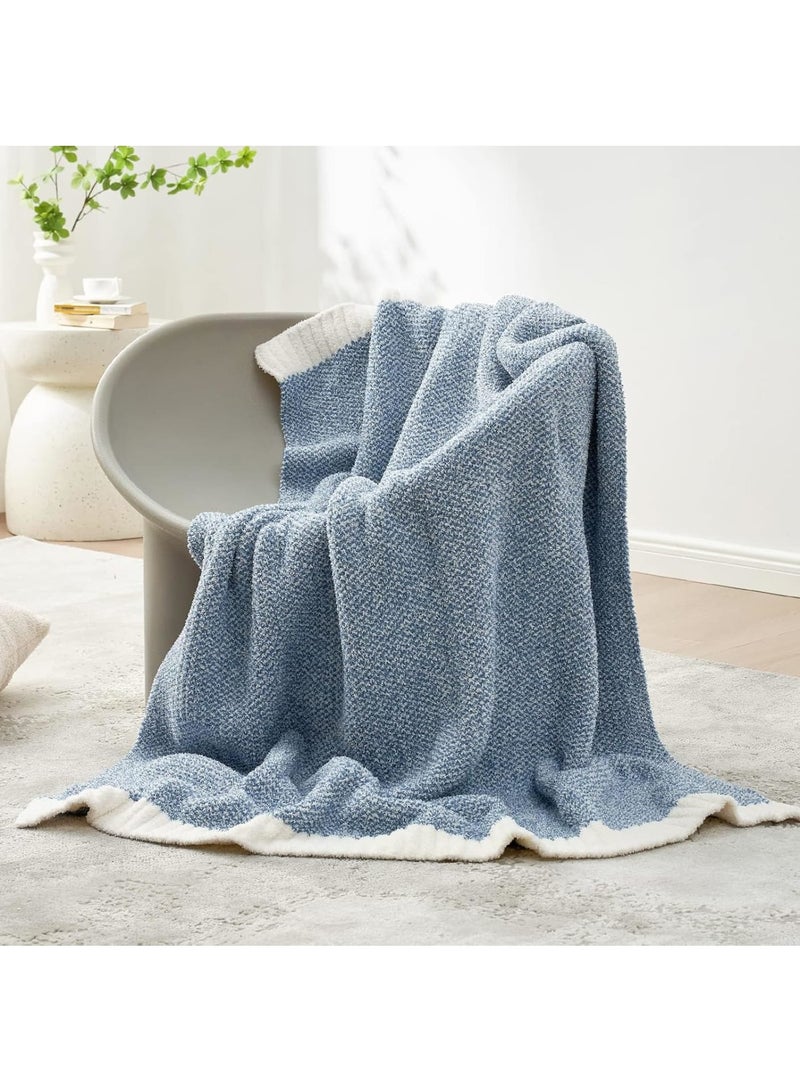 Zikra Soft Fluffy Throw Blanket, 50 x 60 inch Warm Throws for Couch, Reversible Super Cozy Blankets, Fuzzy Plush Lightweight Throw Blankets for Sofa, Bed, Living Room, Heather Blue - Image 2