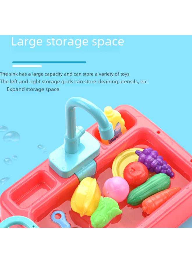 Children's Electric Dishwashing Toy Kitchen Utensils Early Education Role Play Dishwasher Table Toy Fun Educational Game-Color:Red-Specifications:Chinese Card - Image 5