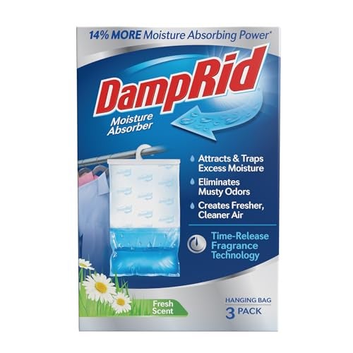 DampRid Fresh Scent Hanging Moisture Absorber 1 Pound Pack of 3  Eliminates Musty Odors for Fresher Cleaner Air Ideal for Closet 14 More Moisture Absorbing Power Blue