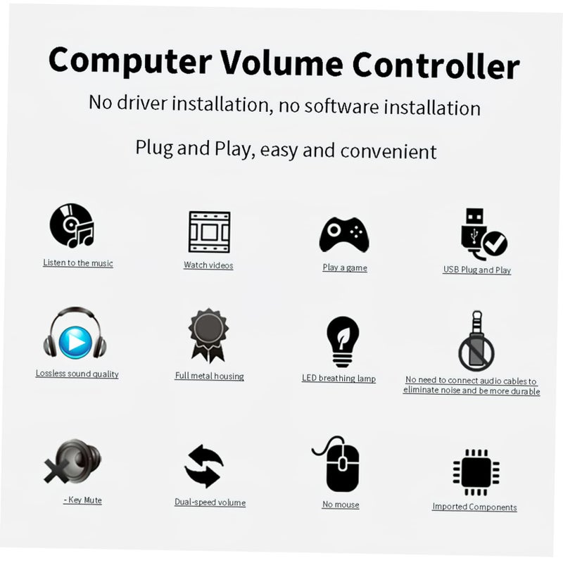 USB Volume Control Knob with Mute Function Multimedia Controller for PC Laptop Gaming Easy Volume Windows Compatible Cable Included - Image 5