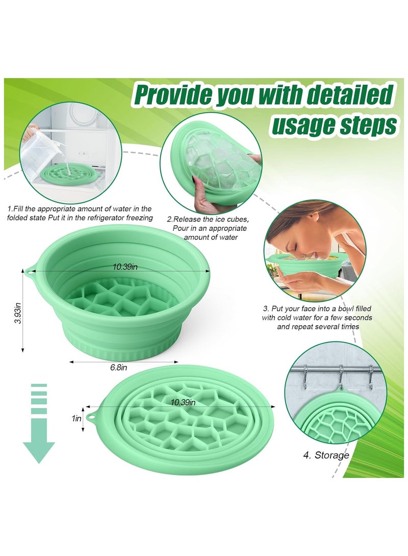 Face Bowl for Ice with Built-In Icetray, Silicone Ice Facial Folding Washbasin, Facial Plunge Bowl, Face Icebath at Home(green) - Image 2