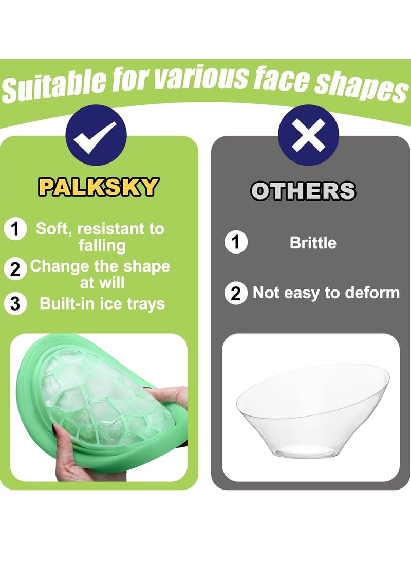 Face Bowl for Ice with Built-In Icetray, Silicone Ice Facial Folding Washbasin, Facial Plunge Bowl, Face Icebath at Home(green) - Image 3