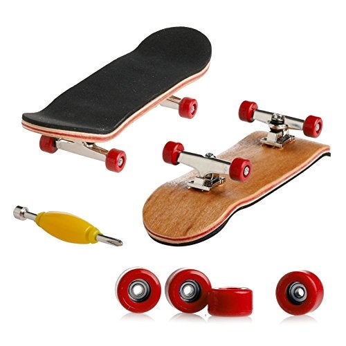 Lottoyday 1 Pack Professional Mini Maple Wooden Fingerboards Finger Skateboard Toy Set for Kids Red - Image 1