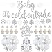 K KUMEED Baby Its Cold Outside Party Decorations Banner Snowflake Balloons Garland for Winter Wonderland Baby Shower Christmas Winter Birthday Party Supplies Silver Silver - Image 3