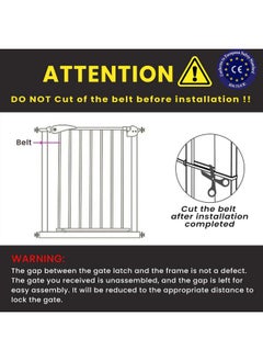 Safe-O-Kid ® Metal Baby Safety Gate With 1 Year Manufacturer Warranty, No Dril Requried, (75-85 Cm) Adjustable, 2 Way Auto Close, Barrier For Stairs, Door And Hallways, Barrier Fence-Grey  - Image 3