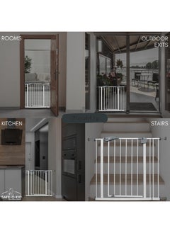 Safe-O-Kid ® Metal Baby Safety Gate With 1 Year Manufacturer Warranty, No Dril Requried, (75-85 Cm) Adjustable, 2 Way Auto Close, Barrier For Stairs, Door And Hallways, Barrier Fence-Grey  - Image 2