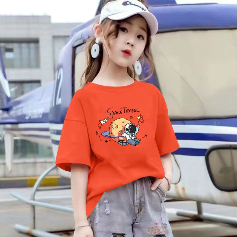2176# Summer Children'S Short-Sleeved T-Shirt New Half-Sleeved Middle And Large Children'S Students Summer Children'S Wear Girls' Top Fashionable Summer Wear - Image 4