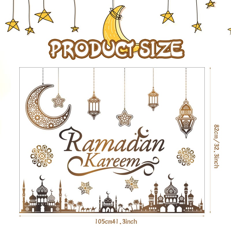 Faccito Ramadan Decorations Ramadan Eid Mubarak Kareem Stickers  Islamic Wall Decor Happy Ramadan Mubarak Arabic Party Decor  Window Living Room Bedroom Mirror Wall Ramadan Party Decorations Supplies - Image 4