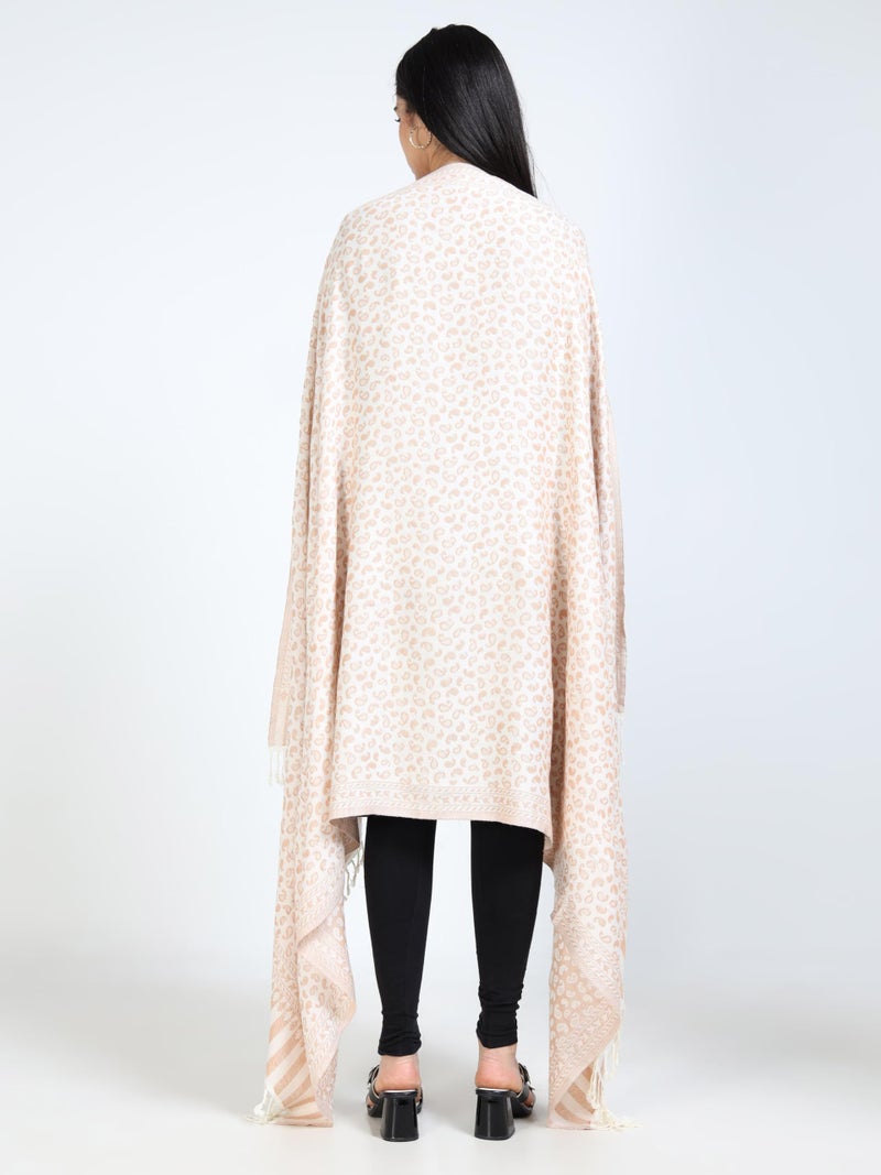 Arvore Women's Acro Wool Shawl, Traditional Design, 200 cm x 100 cm (Pearl White, Medium) - Image 5