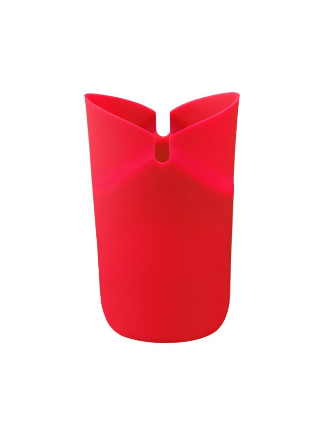 Spot Silicone Folding Popcorn Bowl Household Microwave Popcorn Cup Food Grade Popcorn Bucket-Specifications:110mm-Color:Red - Image 1