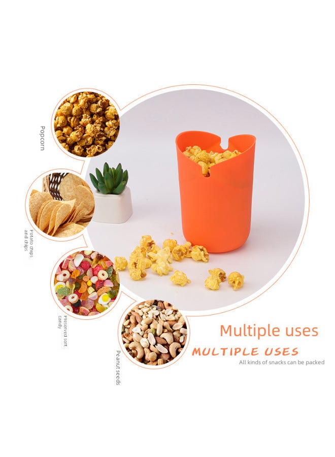 Spot Silicone Folding Popcorn Bowl Household Microwave Popcorn Cup Food Grade Popcorn Bucket-Specifications:110mm-Color:Red - Image 5