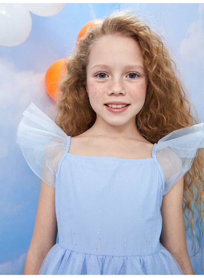 LC WAIKIKI Square Neck Short Sleeve Girls Tulle Dress  - Image 3