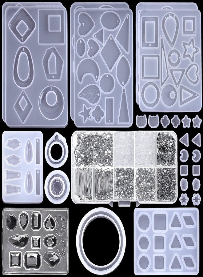 PAXCOO Resin Molds for Jewelry, Paxcoo 678pcs Earring Making Kit with 28pcs Epoxy Molds and 650pcs Earring Hooks, Jump Rings for Pendants, Resin Crafts, DIY Earring - Image 1