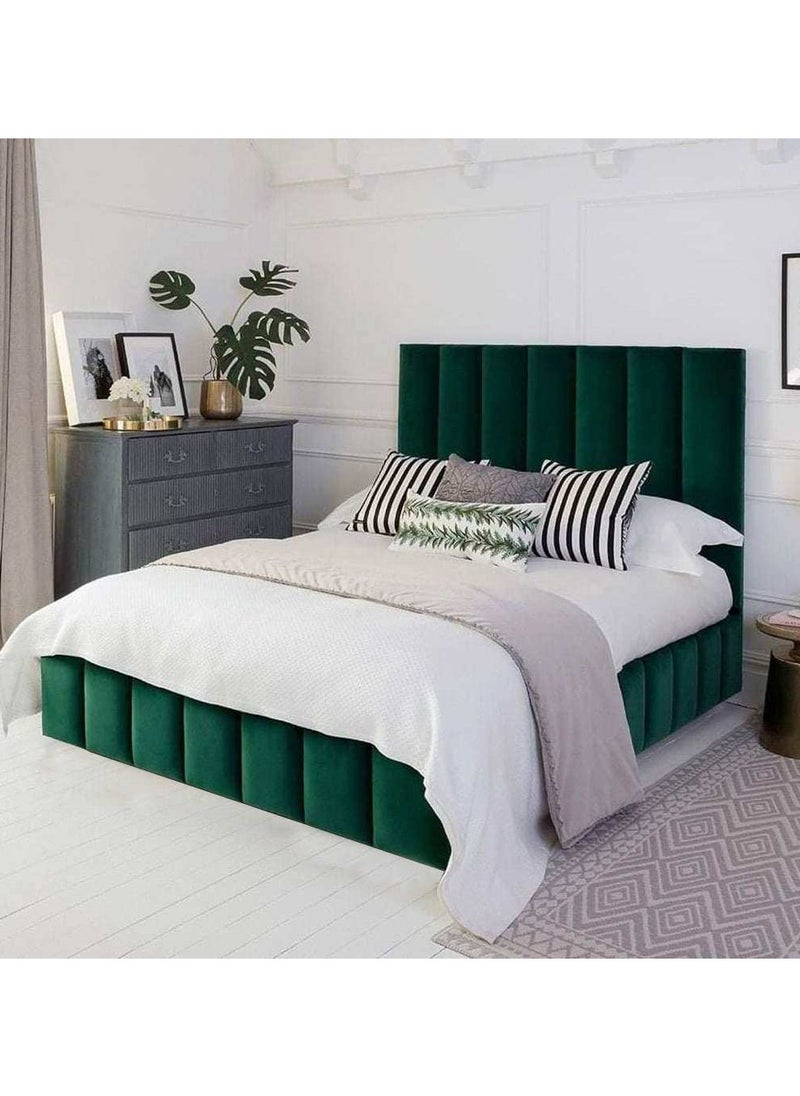 Modern Button Tufted Bed Green 120Cm  - Image 1