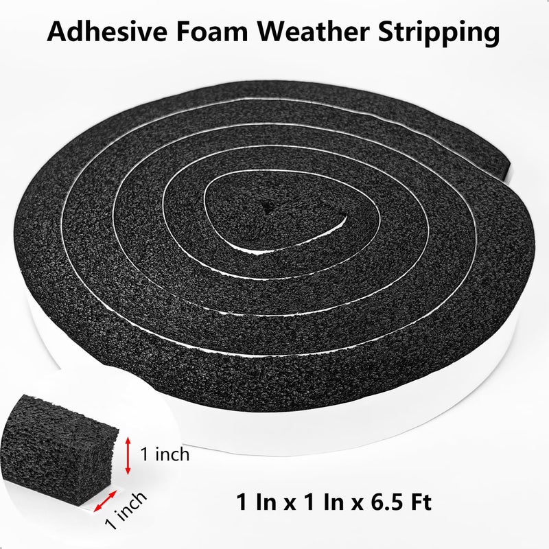 Topiverse Weather Stripping Door Seal Strip, 1 in x 1 in, AC Insulation Tape, Strong Adhesive, High Reslilience, Weatherproof, Reduce Noise, Gap Filler, Foam Insulation Tape for Doors and Windows - Image 2