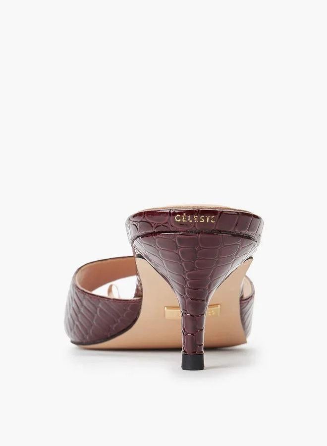 Celeste BURGUNDY Women Textured Kitten Heel Sandals Ramadan Collections for Women | Best Price UAE