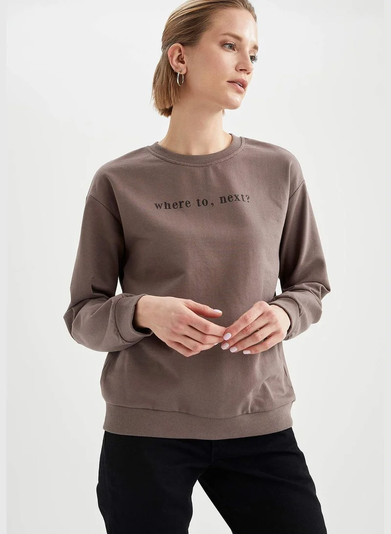 DeFacto Woman Knitted Regular Fit C Neck Sweat Shirt