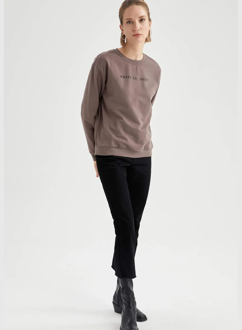 DeFacto Woman Knitted Regular Fit C Neck Sweat Shirt