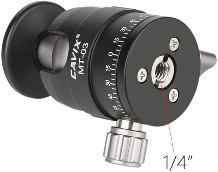 MT-03 Camera Panoramic Tripod Head Small Ball Head with Arca Swiss Quick Release Plate Bubble Level Load Capacity 11 lbs/5 kg, for DSLR/Mirrorless Camera Tripod, Travel & Landscape Photography