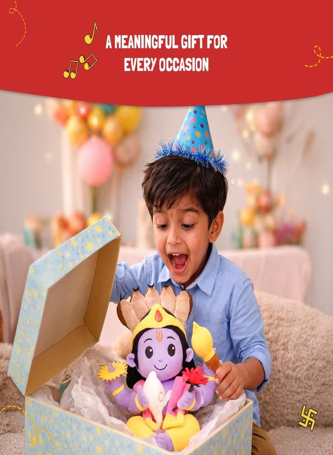 Panda's Box Mantra Chanting Lord Vishnu | As Seen on Shark Tank | Musical Soft Plush Toy | Non-Toxic, Safe|Best Birthday Gift for Newborn Kids (Boys, Girls) | Free Colouring Book | Medium 30 CM - Image 4