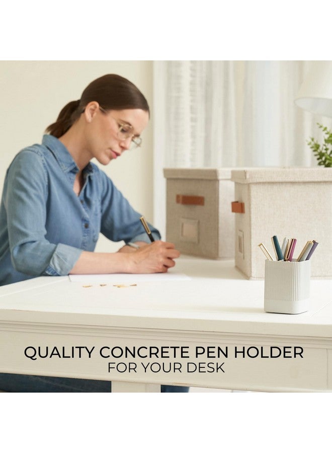 Aesthetic Pen Holder For Desk - Modern Concrete Pencil Holder - Cute And Functional Desk Organizer For Office Supplies - Stylish Office Decor Pen Cup