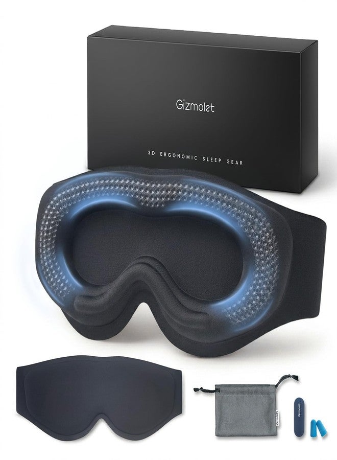 Gizmolet Weighted Sleep Mask for Sleeping, 3D Deep Eye Cups Ultimate Blackout Eye Mask, Lash Extensions & Hair Friendly, Pressure-Relieving Fit for Shift Work/Daytime Sleep/Travel, Black - Image 1