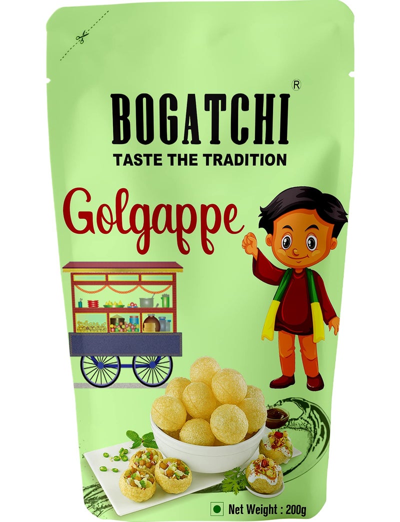 BOGATCHI Pani puri packet ready to eat - Fry or Bake in Microwave | instant pani puri pellets | Golgappe Packet Readymade | Pani Puri Papad | pani poori Panipuri packets - Value Pack, 200g - Image 1