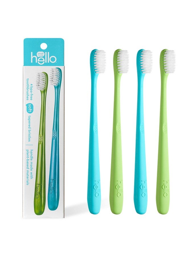 hello Blue & Green Soft Toothbrush, BPA-Free, Made from Plant-Based Materials, 2 Count (Pack of 2) - Image 1