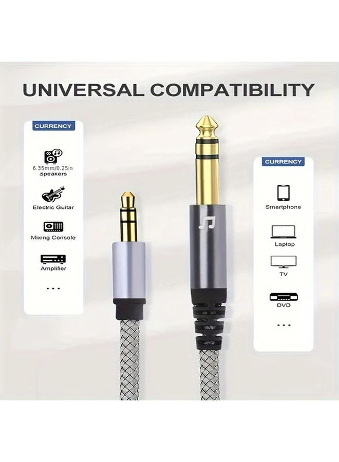 6.35mm to 3.5mm Male to Male Audio Adapter Cable 78.74 Inch Universal Compatibility - Image 3