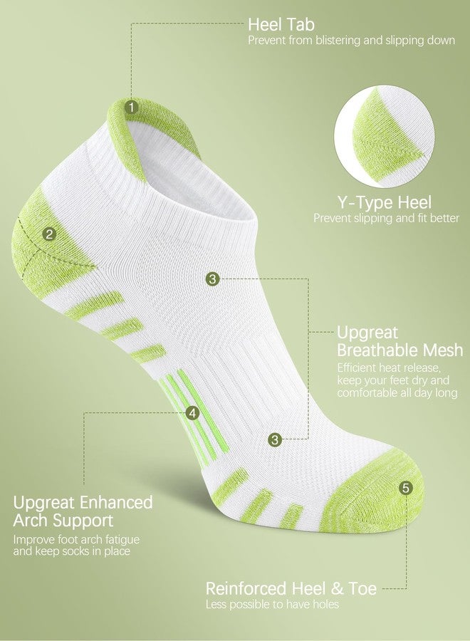 Airacker Athletic Running Ankle Cotton Socks, Low Cut Cushioned Performance Anti-Blister Tab Sport Sock for Men Women 6 Pairs, White-multicolor, 12-14 - Image 5
