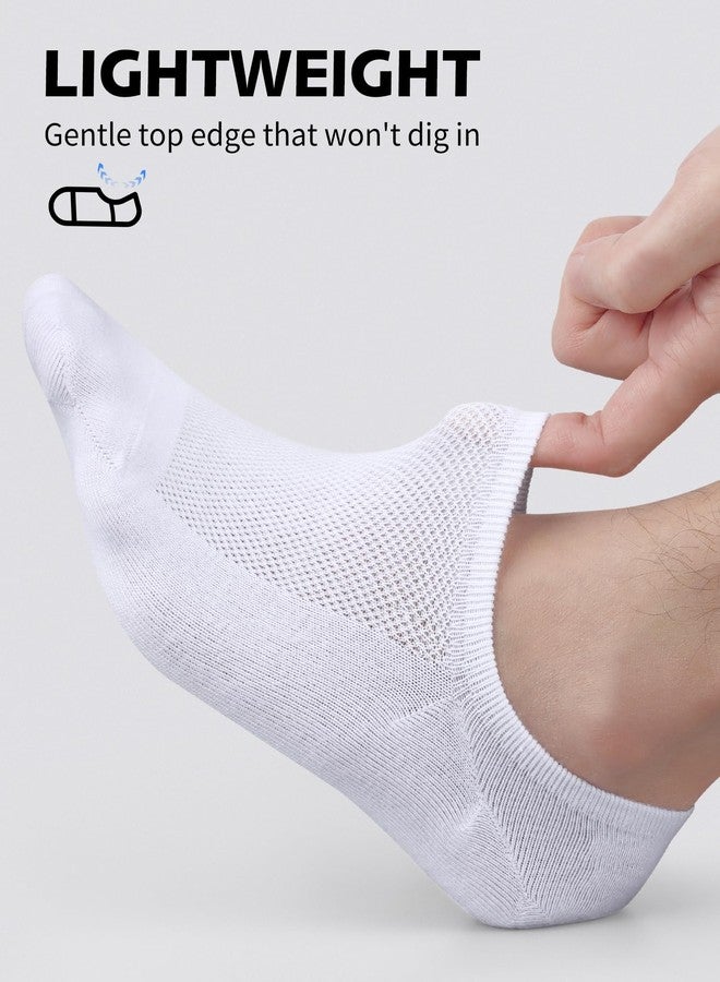 CLOSEMATE 6 Pairs Mens No Show Cotton Low Cut Ankle Casual Socks with Non Slip Grips(6White, Size L) - Image 4
