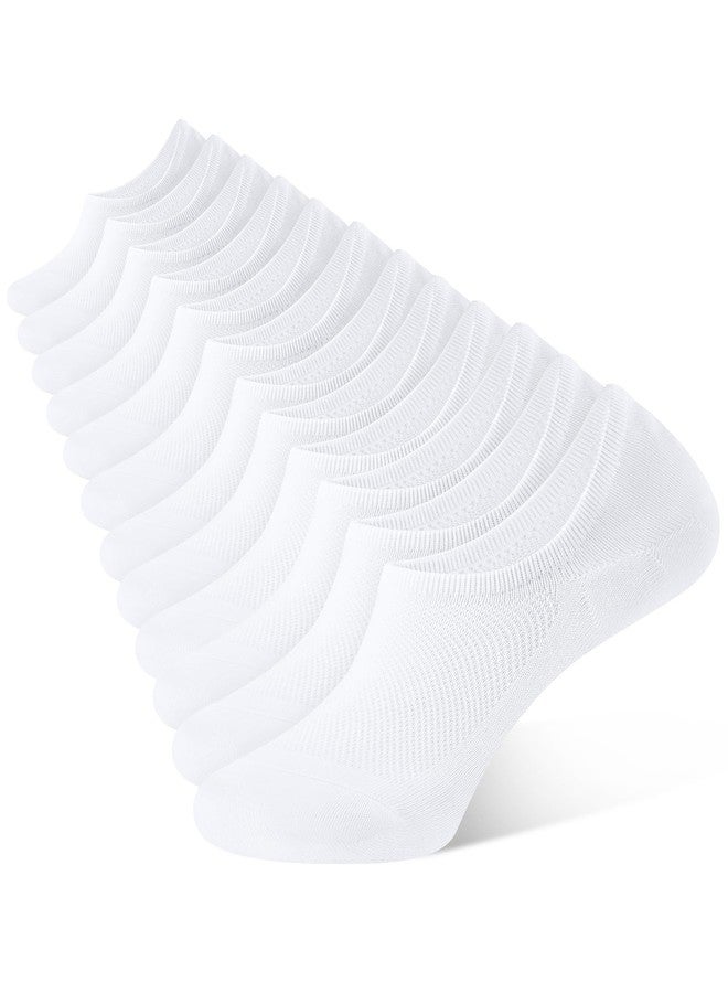 CLOSEMATE 6 Pairs Mens No Show Cotton Low Cut Ankle Casual Socks with Non Slip Grips(6White, Size L) - Image 1