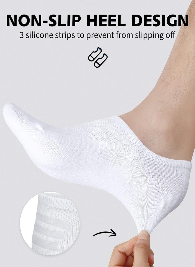 CLOSEMATE 6 Pairs Mens No Show Cotton Low Cut Ankle Casual Socks with Non Slip Grips(6White, Size L) - Image 3