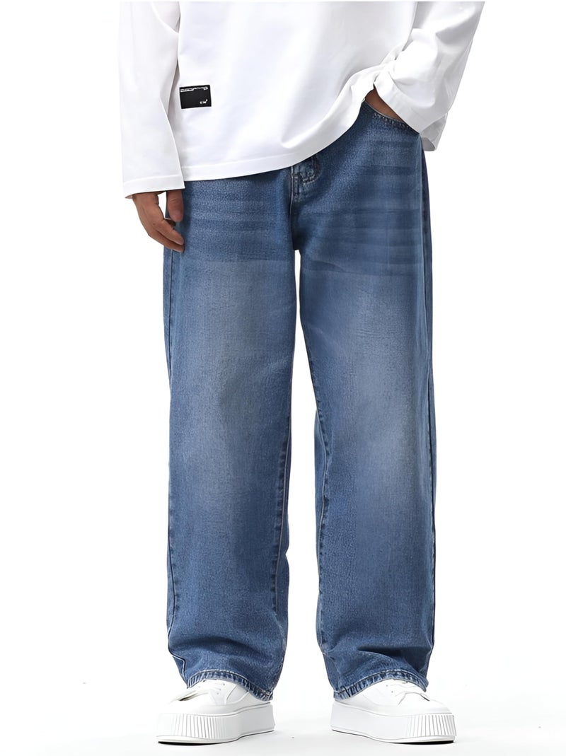 Ben Martin Light Blue Men Jeans || Baggy Fit Jean's for Man || Loose Fit High Rise Denim || Stretchable Casual Wear Jean,s || Dance Rap Rapping Style Pant for Men || Denim Cotton Jeans 34 (0) - Image 1