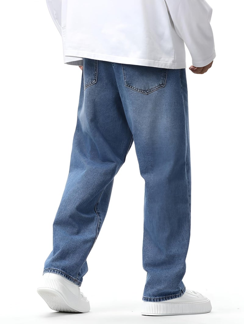 Ben Martin Light Blue Men Jeans || Baggy Fit Jean's for Man || Loose Fit High Rise Denim || Stretchable Casual Wear Jean,s || Dance Rap Rapping Style Pant for Men || Denim Cotton Jeans 34 (0) - Image 4
