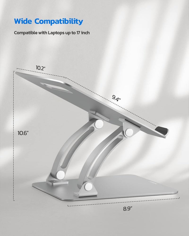 Nulaxy Ergonomic Adjustable Laptop Stand for Desk, Dual Foldable Computer Riser with Advanced Heat-Vent, Heavy-Duty Portable Notebook Holder for Posture Correction, Compatible with Mac 10-17" Laptops - Image 3