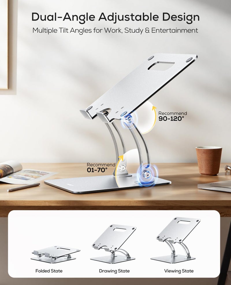 Nulaxy Ergonomic Adjustable Laptop Stand for Desk, Dual Foldable Computer Riser with Advanced Heat-Vent, Heavy-Duty Portable Notebook Holder for Posture Correction, Compatible with Mac 10-17" Laptops - Image 4