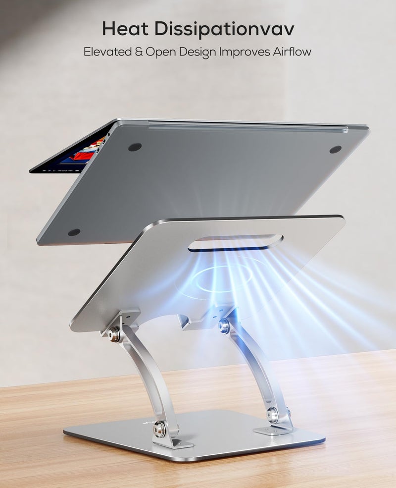 Nulaxy Ergonomic Adjustable Laptop Stand for Desk, Dual Foldable Computer Riser with Advanced Heat-Vent, Heavy-Duty Portable Notebook Holder for Posture Correction, Compatible with Mac 10-17" Laptops - Image 5