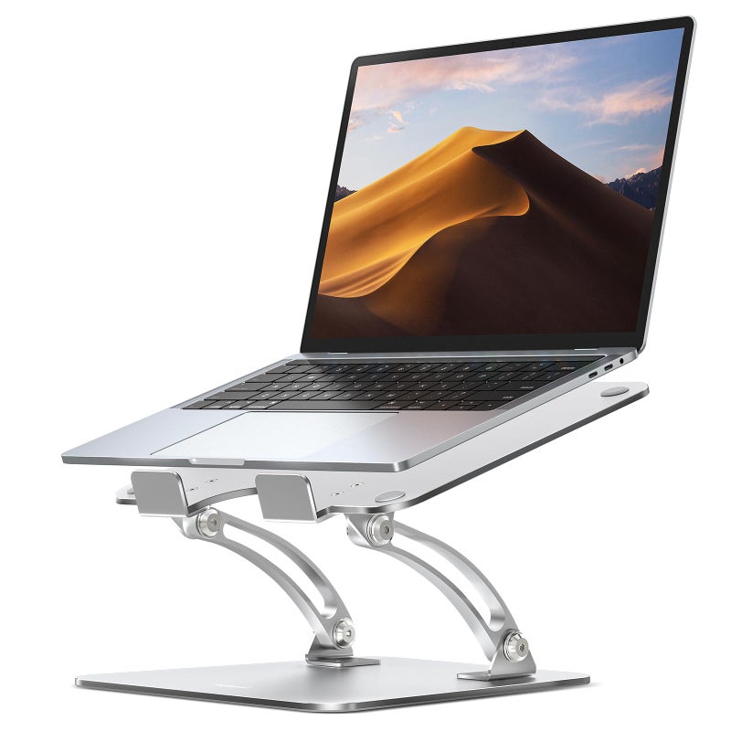 Nulaxy Ergonomic Adjustable Laptop Stand for Desk, Dual Foldable Computer Riser with Advanced Heat-Vent, Heavy-Duty Portable Notebook Holder for Posture Correction, Compatible with Mac 10-17" Laptops - Image 1