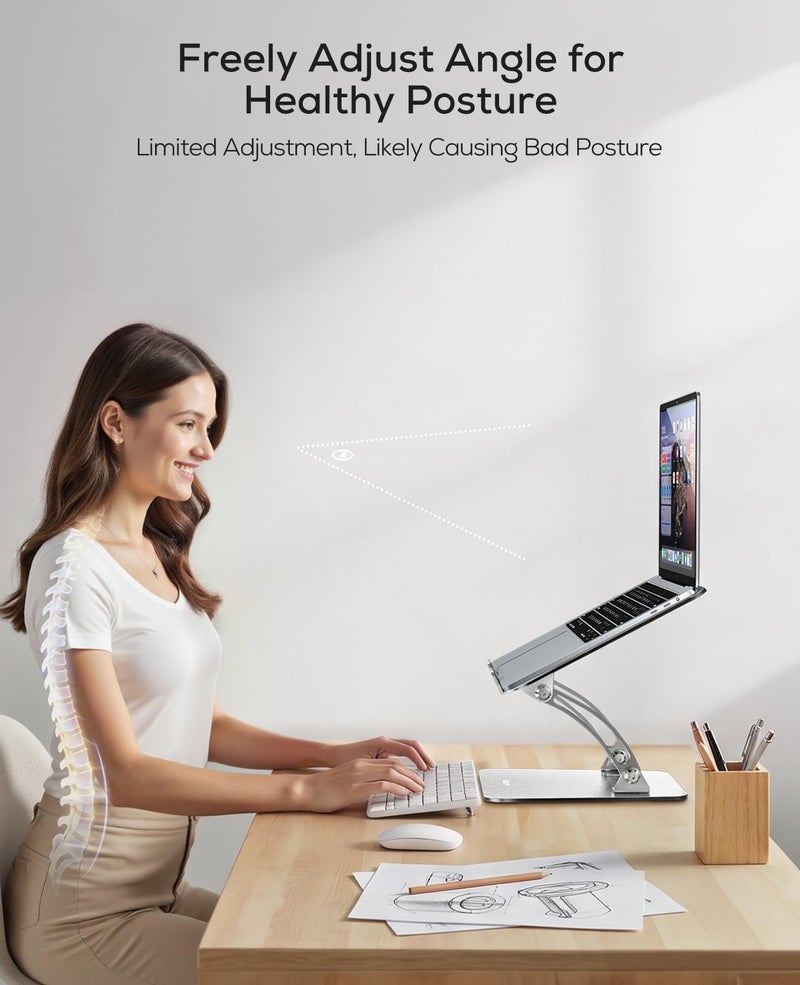 Nulaxy Ergonomic Adjustable Laptop Stand for Desk, Dual Foldable Computer Riser with Advanced Heat-Vent, Heavy-Duty Portable Notebook Holder for Posture Correction, Compatible with Mac 10-17" Laptops - Image 2