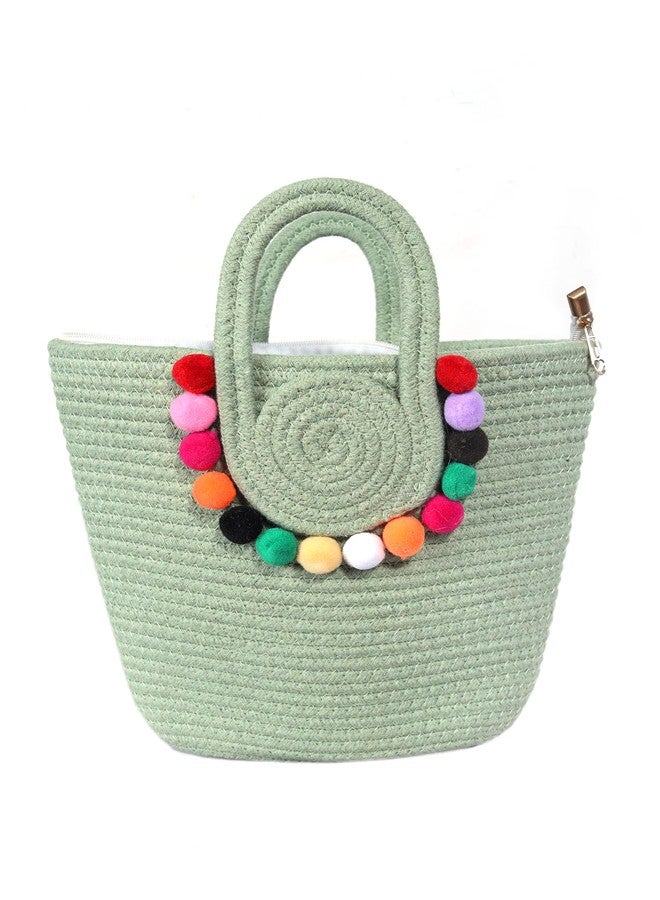 AARVYAN Women’s Jute Handbag - Eco-Friendly Casual Tote Bag for Daily Use, Office, Shopping & Travel - Lightweight Shoulder Bag with Spacious Compartment & Durable Handles (Light Green) - Image 1