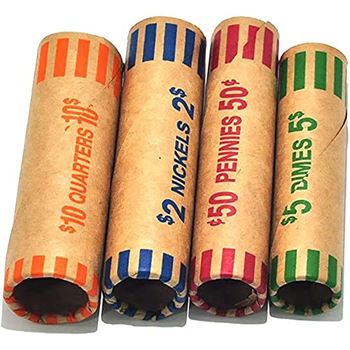 L LIKED Preformed Coin Wrappers Rolls 128 Assorted Quarters Pennies Nickels and Dimes - Image 1