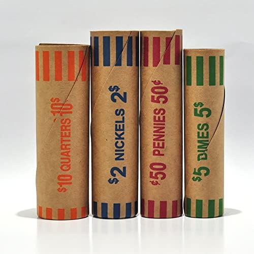 L LIKED Preformed Coin Wrappers Rolls 128 Assorted Quarters Pennies Nickels and Dimes - Image 3