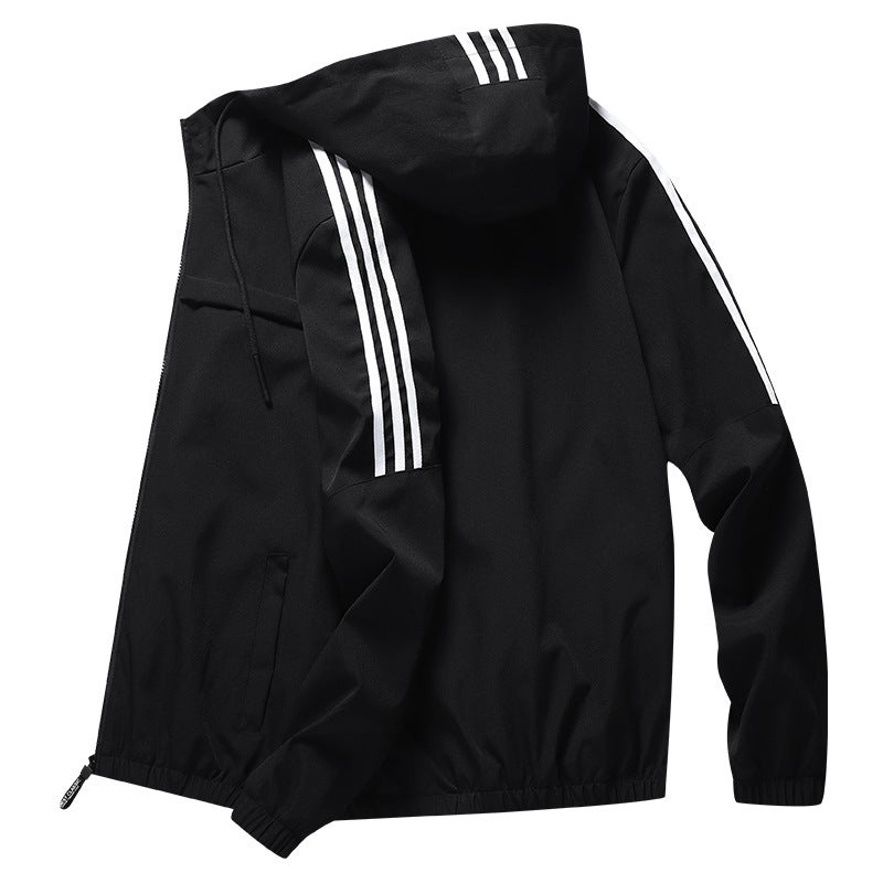 2023 Spring and Autumn Fashion Hooded Jacket Mens Foreign Trade Cross-Border Mens Jacket New Mens Outerwear Trend 603 (black) - Image 1