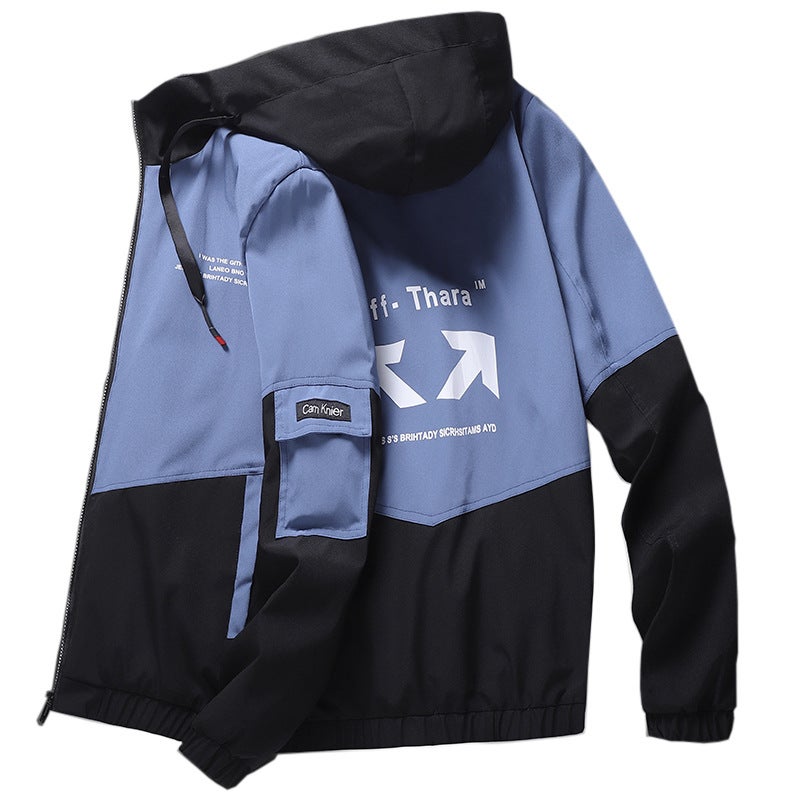 2023 Spring and Autumn Fashion Hooded Jacket Mens Foreign Trade Cross-Border Mens Jacket New Mens Outerwear Trend 603 (black) - Image 2