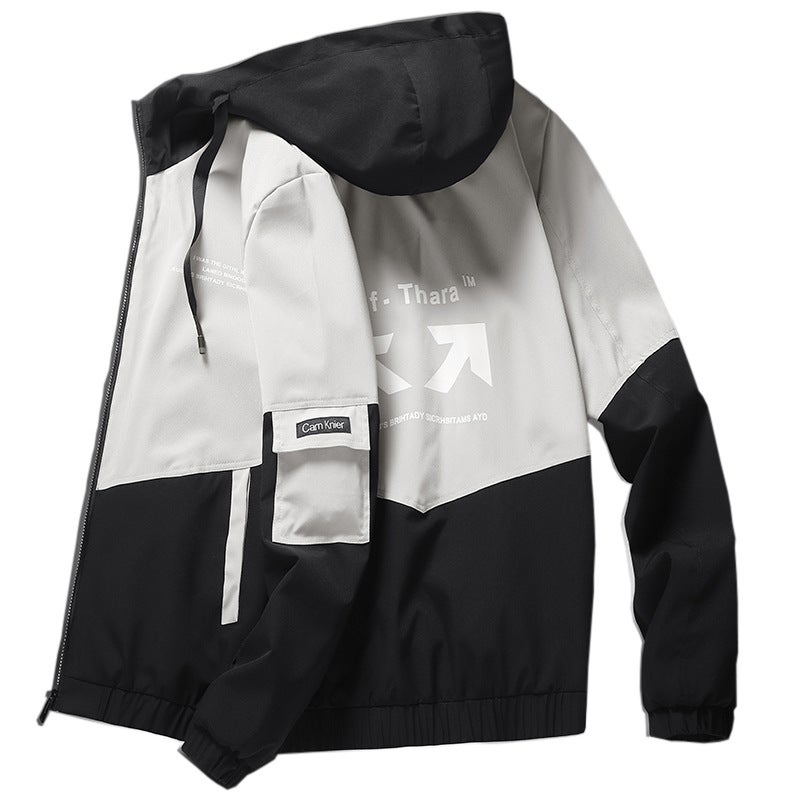 2023 Spring and Autumn Fashion Hooded Jacket Mens Foreign Trade Cross-Border Mens Jacket New Mens Outerwear Trend 603 (black) - Image 3