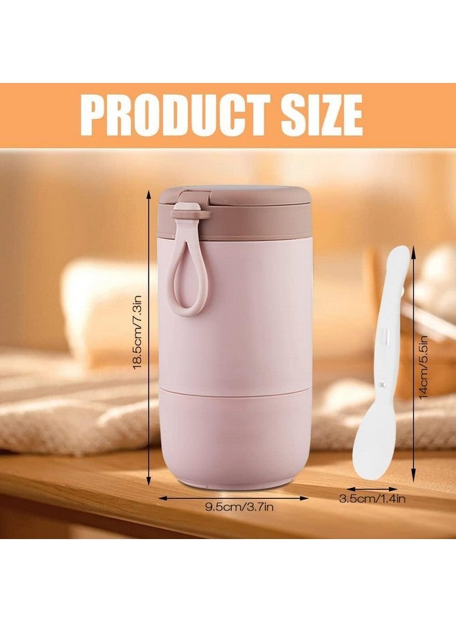 ZOKIXTO Oatmeal Yogurt Container, Overnight Oats Containers With Lids And Spoon, Stainless Steel Insulated Food Container, 2-Tier Parfait Cup Milk Container For Breakfast Lunch (Pink), 800Ml - Image 2