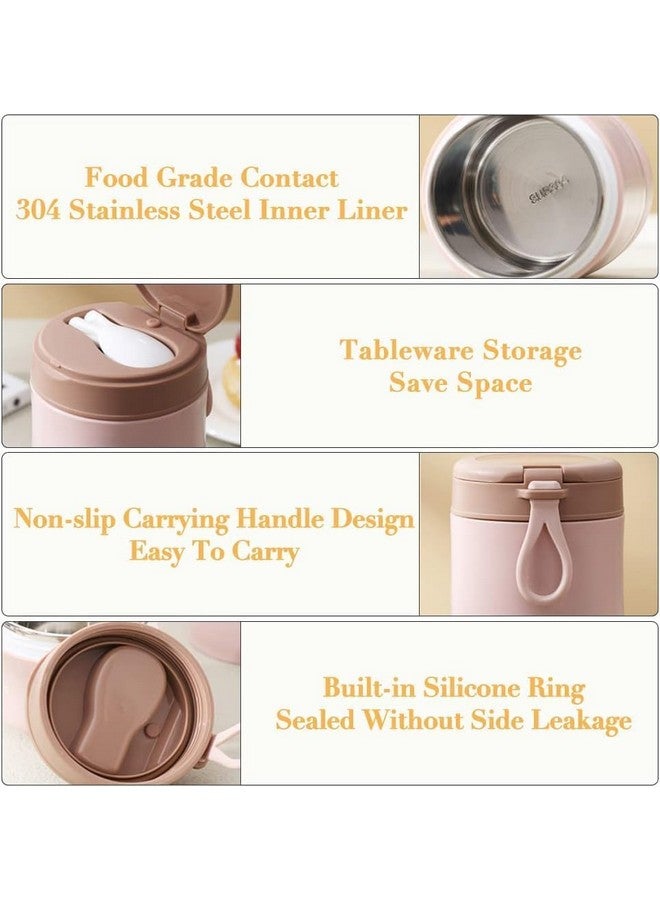 ZOKIXTO Oatmeal Yogurt Container, Overnight Oats Containers With Lids And Spoon, Stainless Steel Insulated Food Container, 2-Tier Parfait Cup Milk Container For Breakfast Lunch (Pink), 800Ml - Image 3