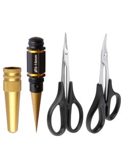 HobbyPark RC Body Reamer (Titanium) & Curved Scissors and Straight Scissors Set RC Car Body Shell Mounting Lexan Plastic Trimming Tools Combo